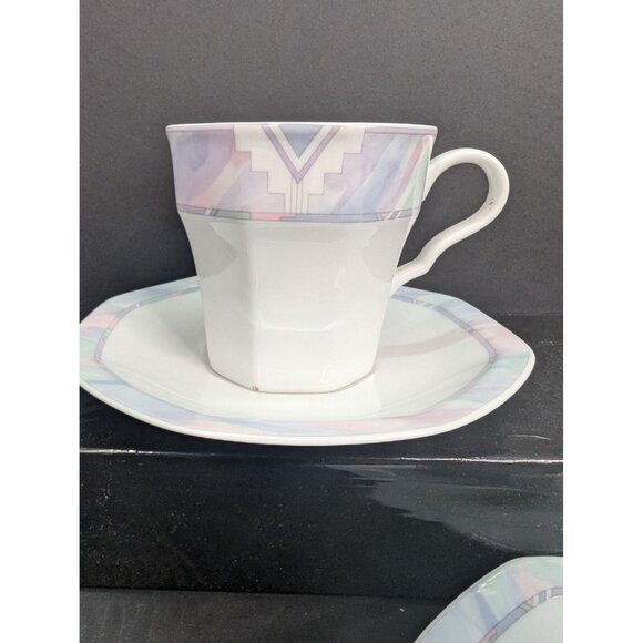 Vintage Savoir Vivre Celina Y0010 Octagonal 6 Oz Teacup with Saucer Set of 2 - Picture 5 of 9